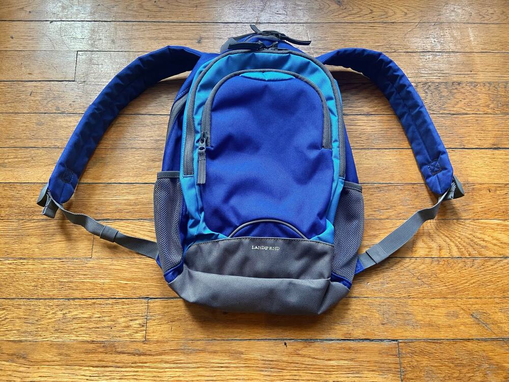 LANDS’ END Kids Small Blue/Gray Backpack